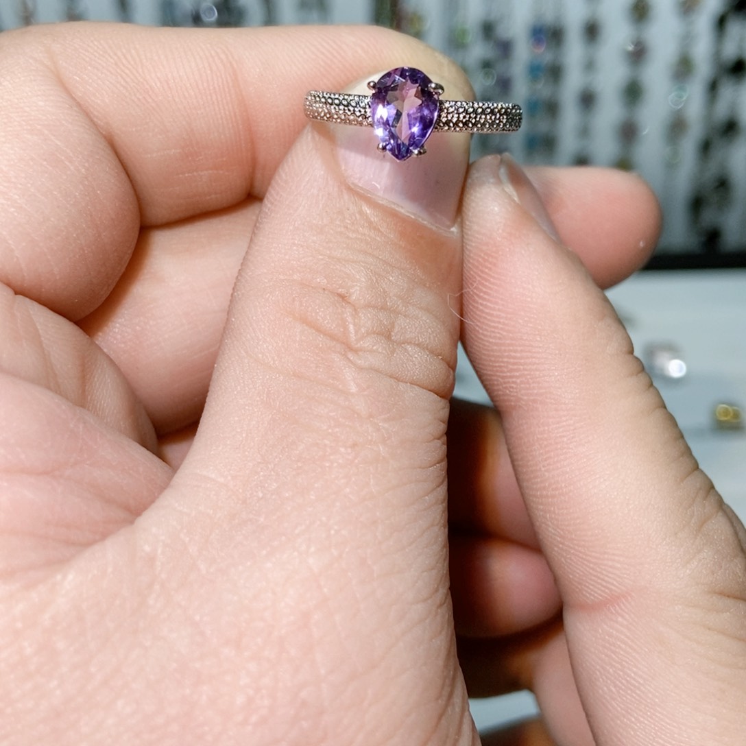 绿水晶戒指银S925镶嵌