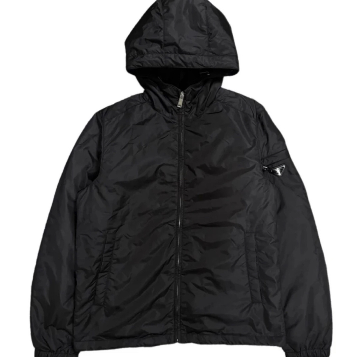 未使用 Prada/普拉达 黑色手臂三角钢标棉服外套54码