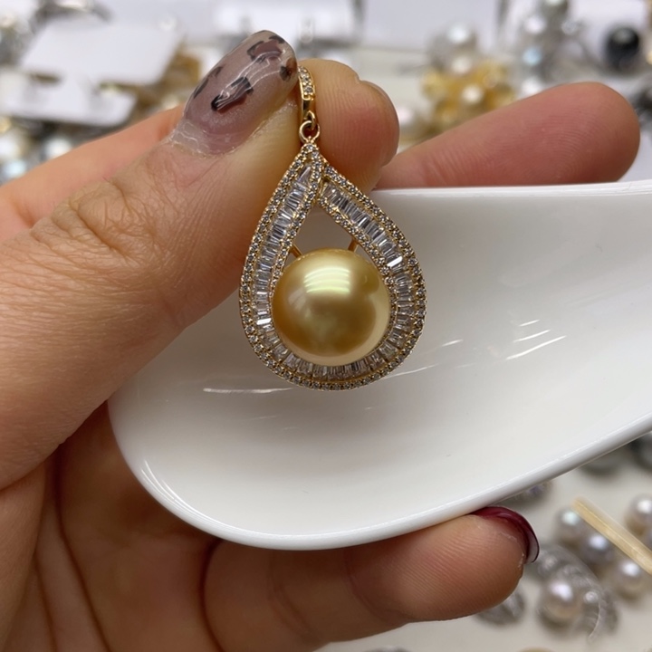 海水珍珠吊坠(不含链)银S925镶嵌