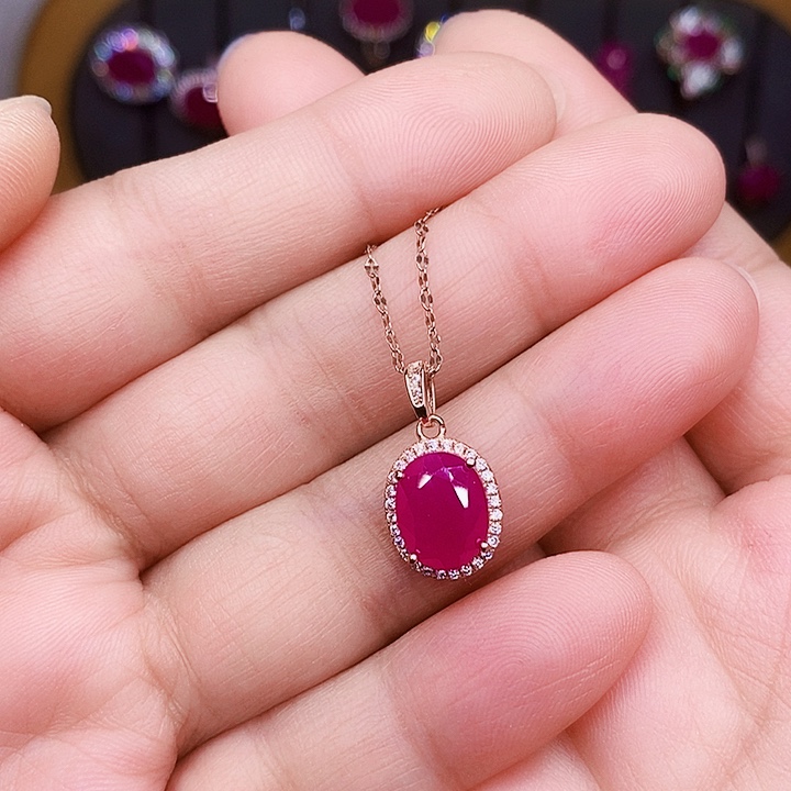 银S925镶嵌颈饰红宝石