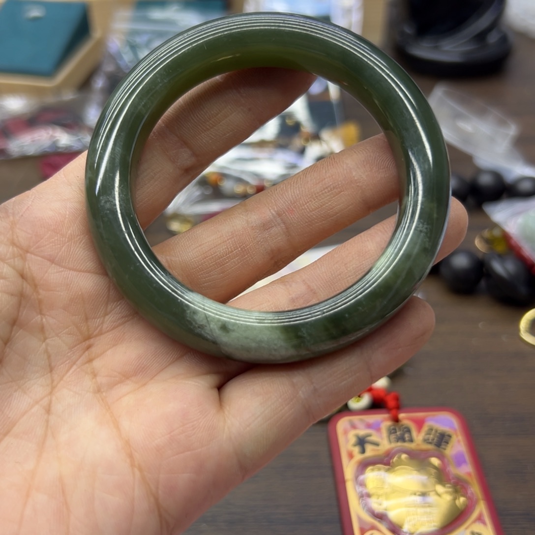 和田玉未镶嵌手镯57.9圈围848