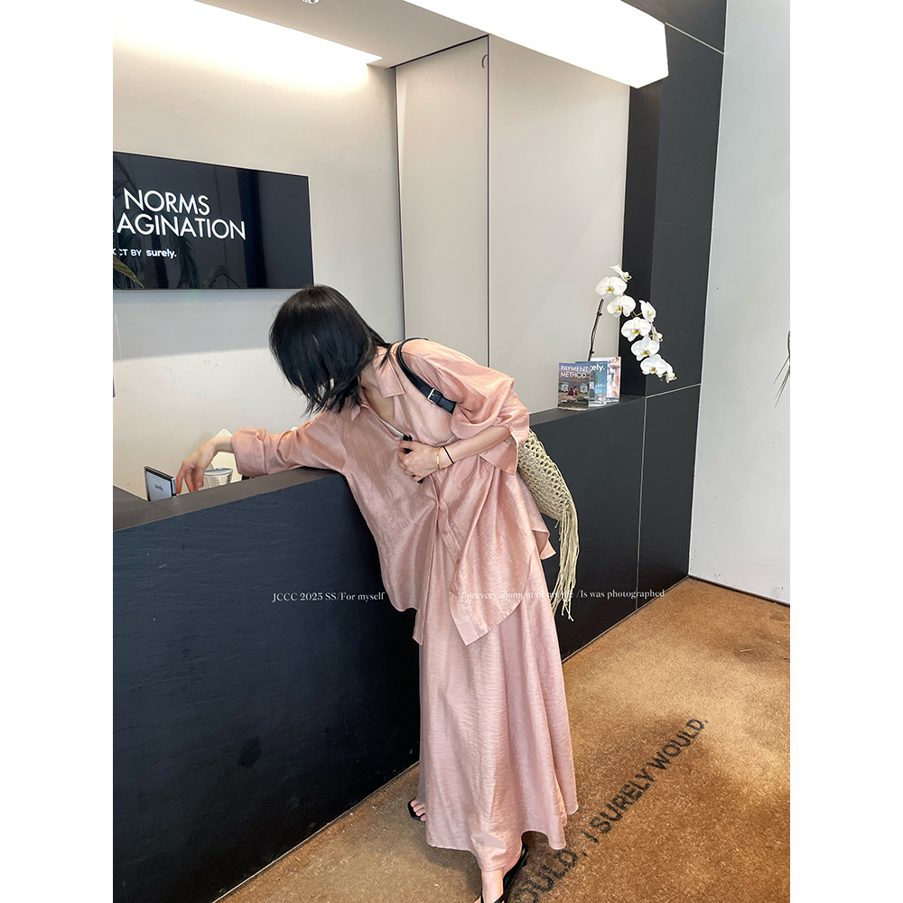 JCCC影子【新序粉】多色老钱松弛亚麻衬衫半裙套装JE4ESZ12