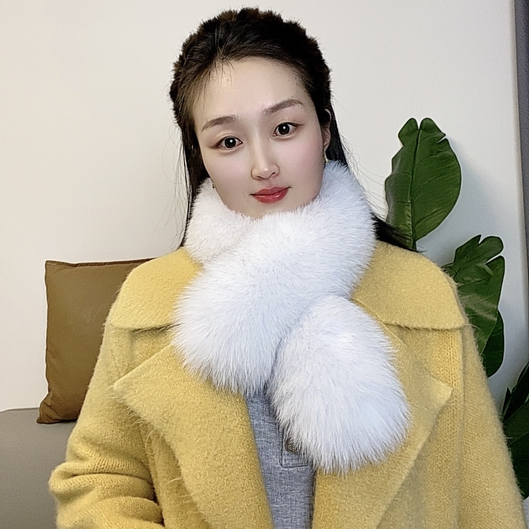 网红爆款狐狸毛围巾冬季女百搭皮草大毛领双面毛绒保暖真毛围巾