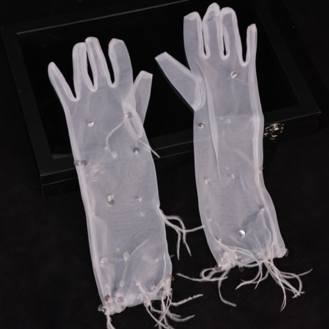 4035-4041长款新娘结婚婚礼礼服婚纱法式复古森系手套