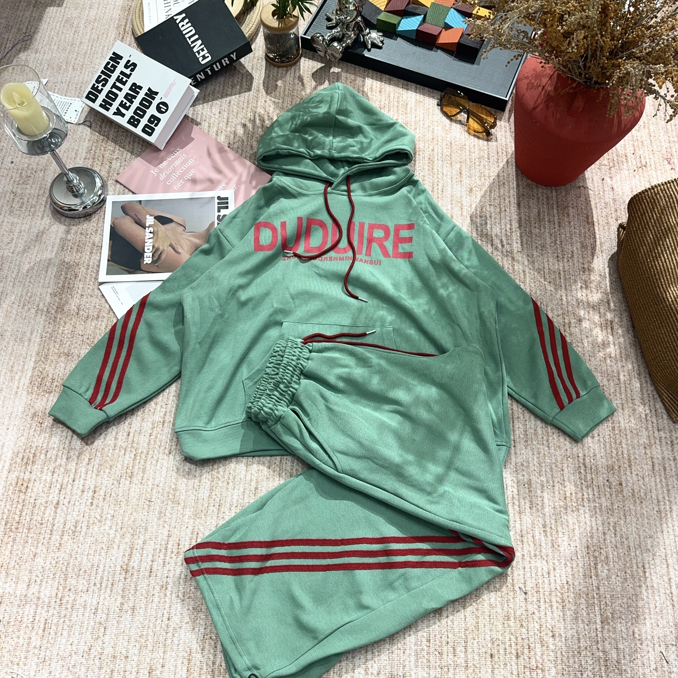 2025秋季新款时尚百搭休闲字母印花连帽卫衣套装0917