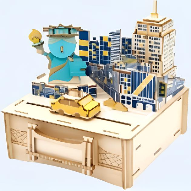 绿团————儿童木拼纽约音乐盒