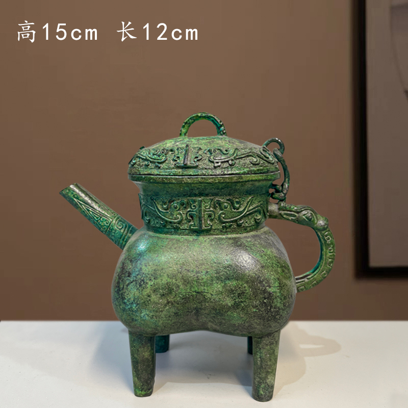（克盉）青铜器凤鸟盉酒器长嘴龙头壶家居桌面装饰摆件