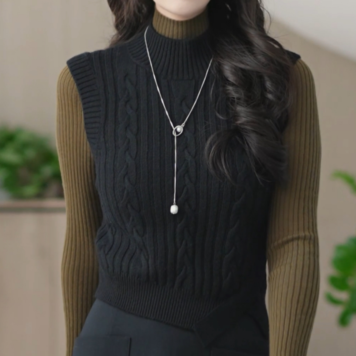 AMASS/阿玛施老钱风烟管领经典百搭背心马甲纯色初冬穿搭5399380