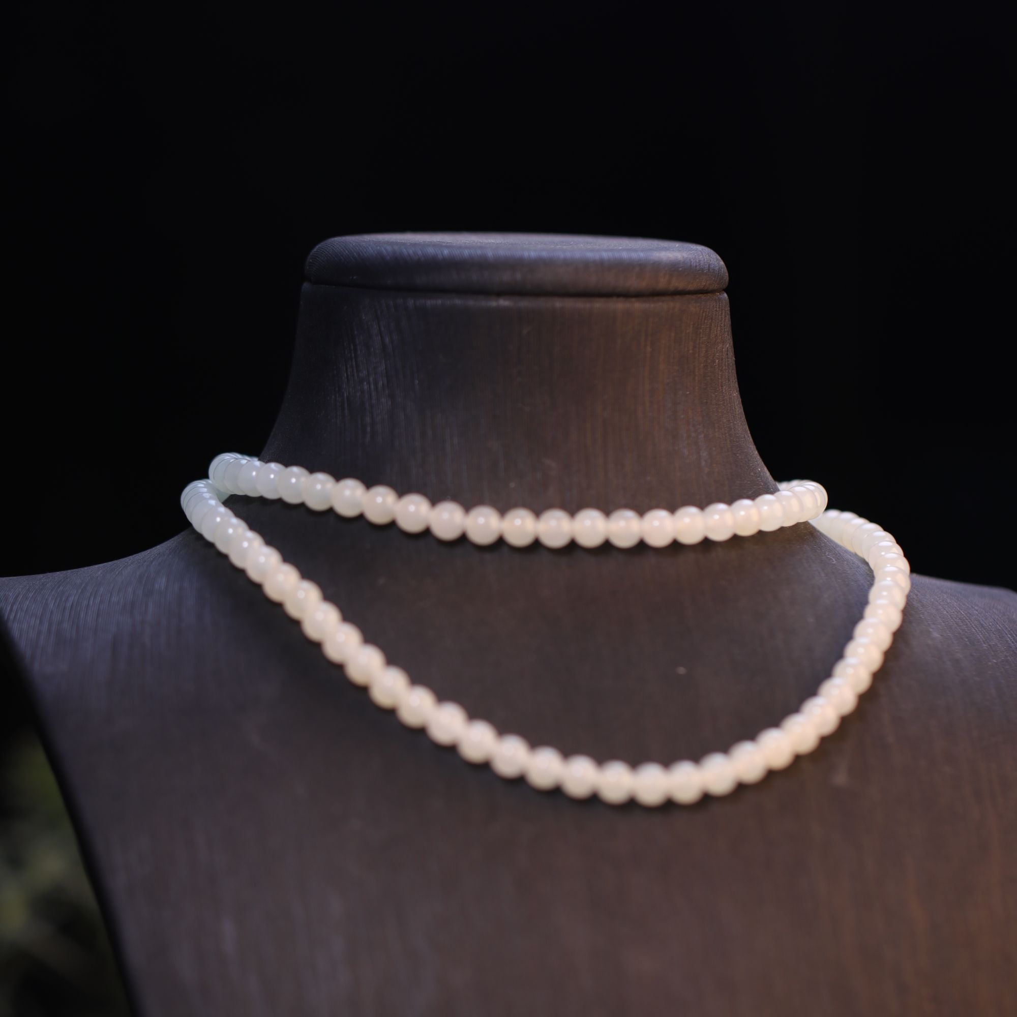 和田玉白玉小米珠项链