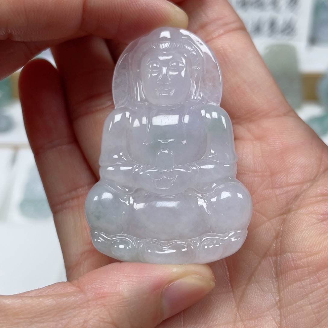 翡翠颈饰未镶嵌天然翡翠A货观音1号