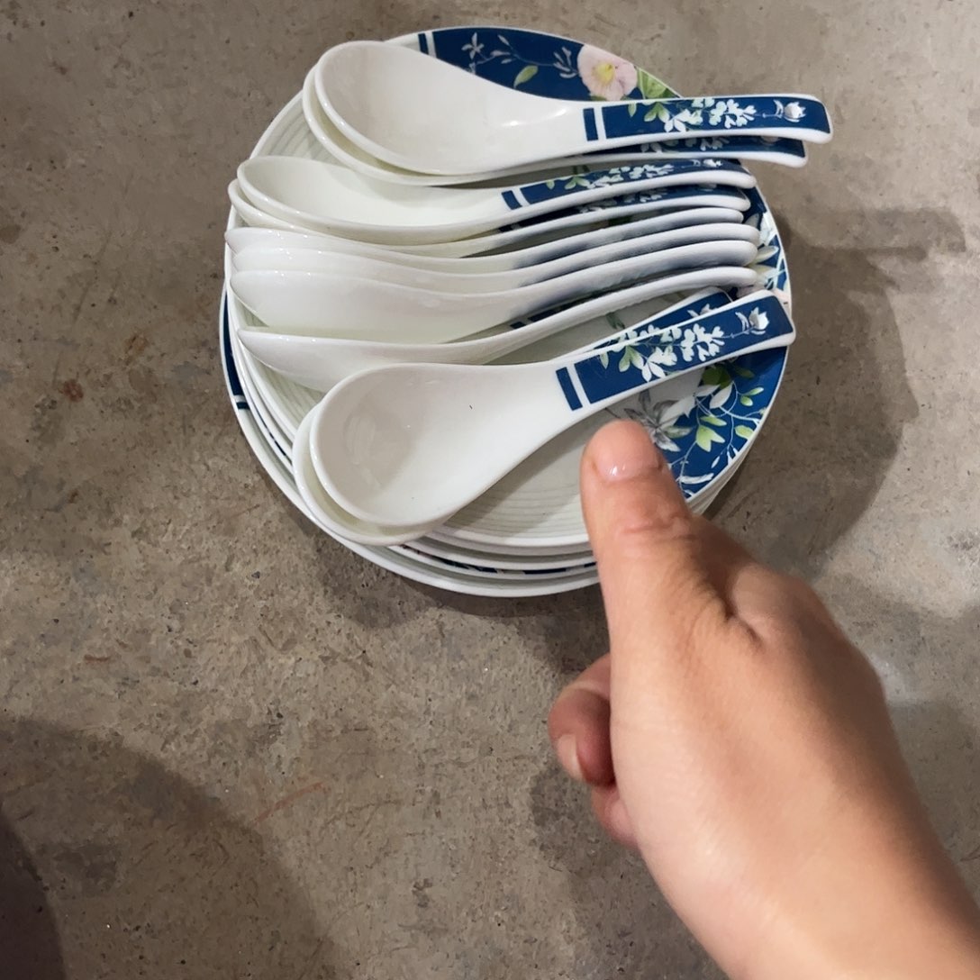 瓷片六寸骨碟五个小勺十个微瑕