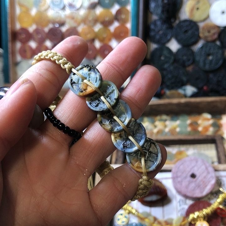 岫玉岫玉五帝钱手链合金