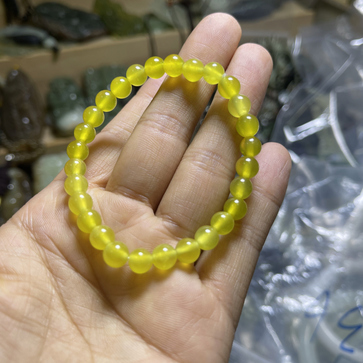 天然黄金玉手链一条招米大人小孩孕妇都可以佩戴