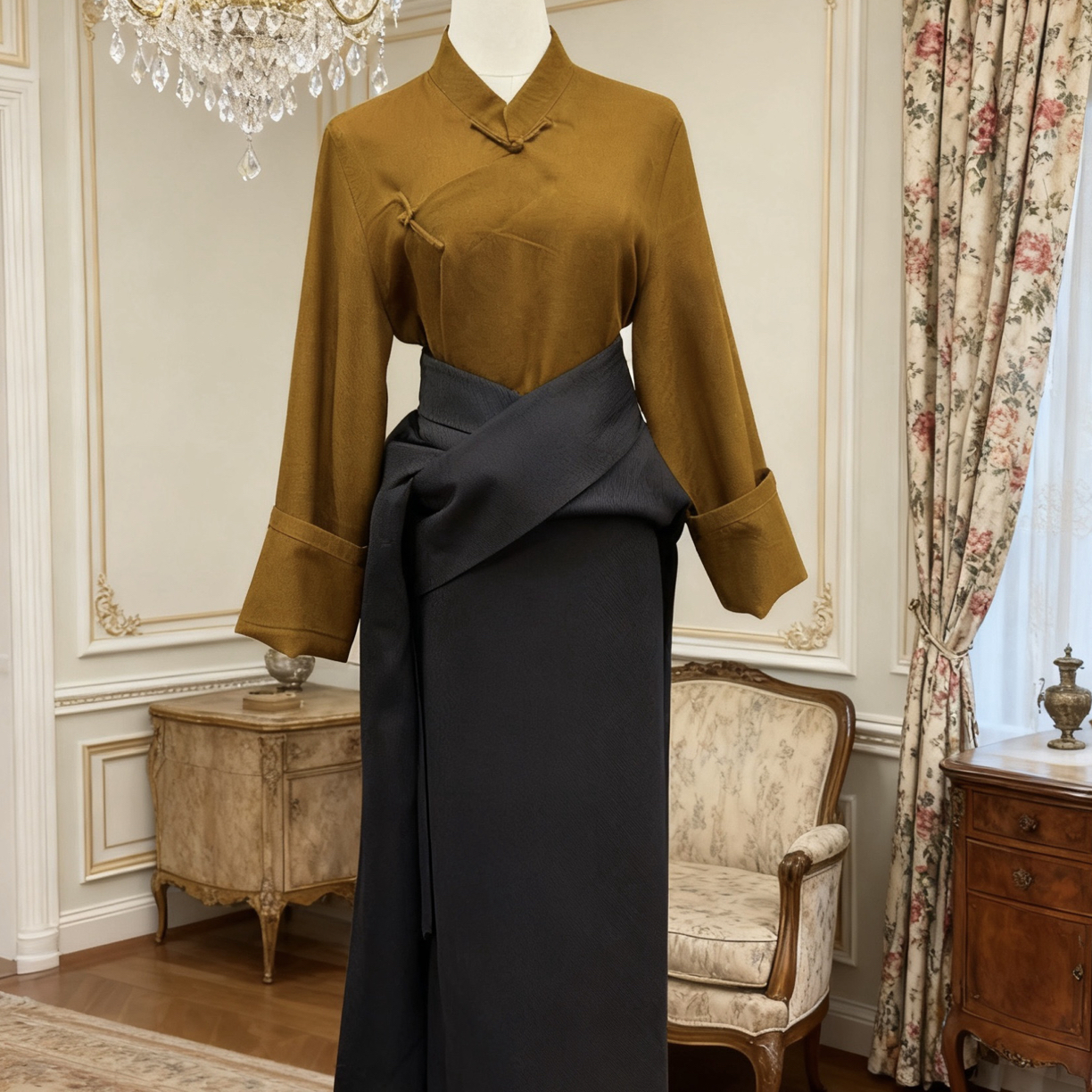 民族气质修身网红同款藏袍套装