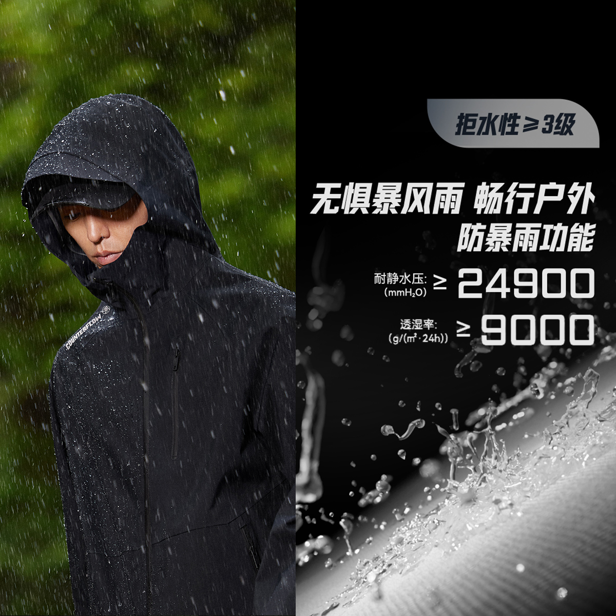 李宁户外CF溯｜万龙甲冲锋衣男女防风防泼水宽松单层运动服AEMU049