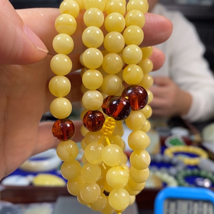 红***香蜜蜡未镶嵌手链蜜蜡手串