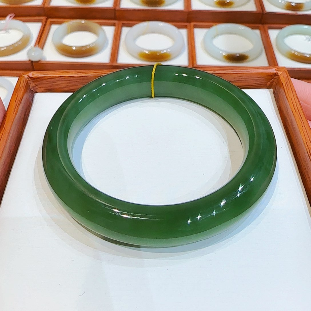 和田玉手镯未镶嵌老坑俄碧白猫粉青51 52 53