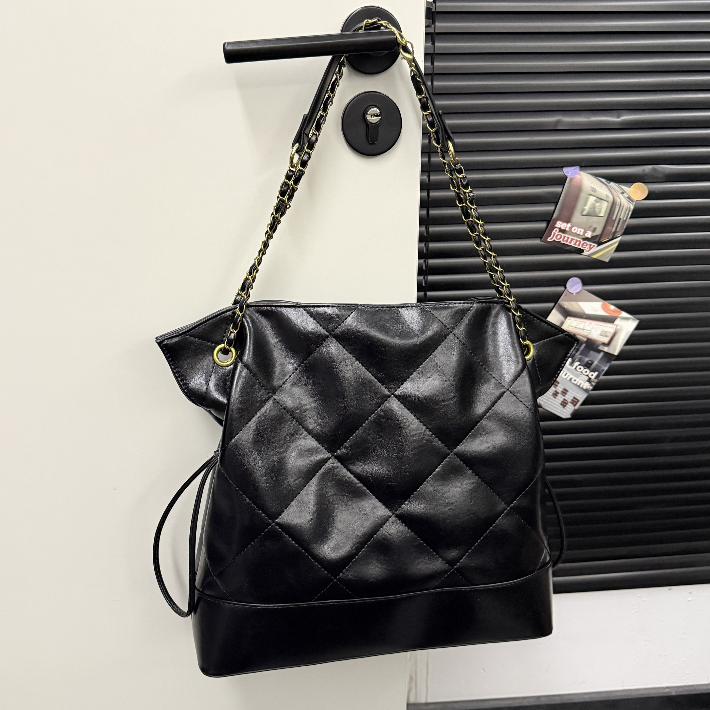 【黑金舞会】小香风流浪包2025秋季新款小众大容量包可双肩单肩斜挎