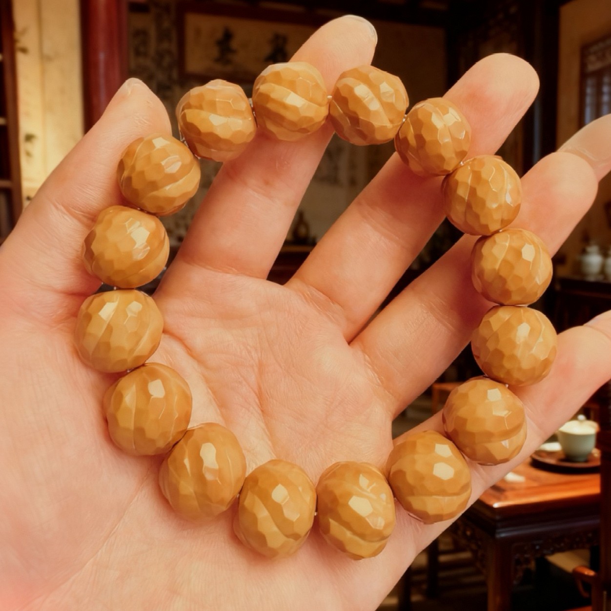 精品全手工切面猴头手串（屁桃·扭扭）