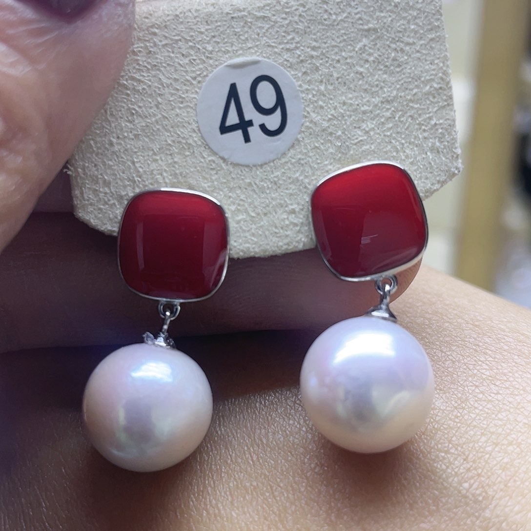 淡水珍珠耳饰银S925镶嵌