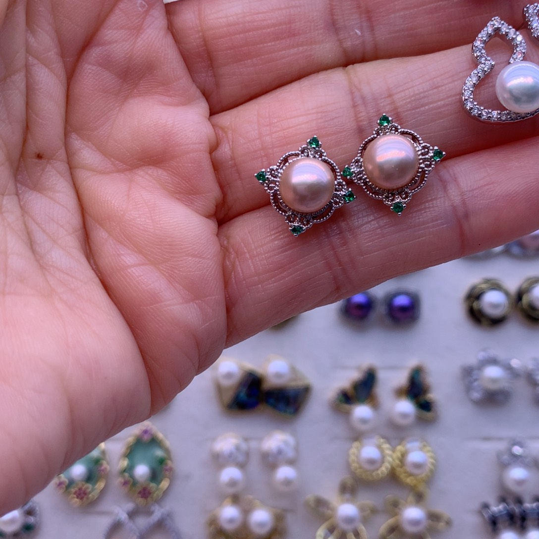 淡水珍珠耳饰合金