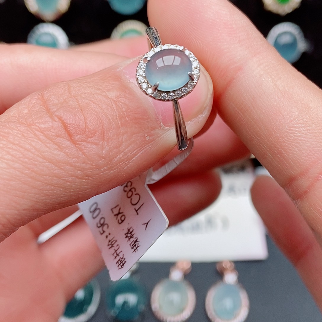 翡翠戒指银S925镶嵌8074586