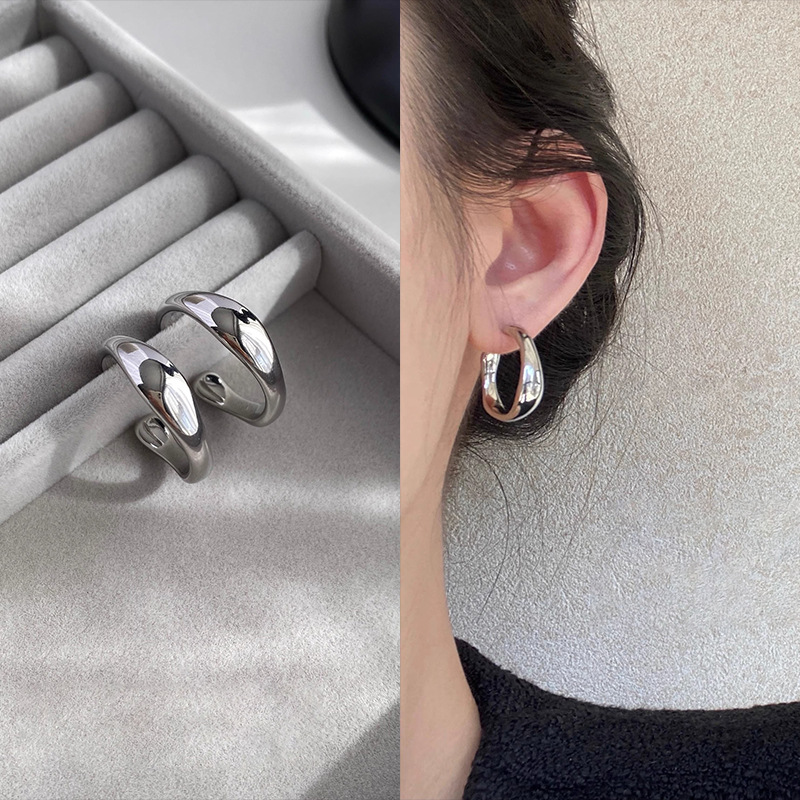 合金耳饰 极简风高级感简约C形耳圈耳环轻奢小众百搭气质