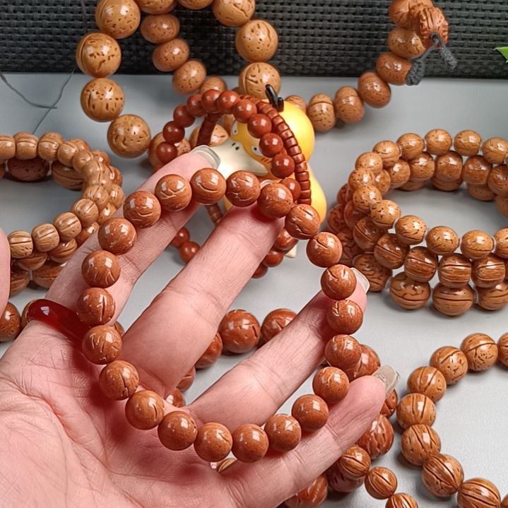 桃核手串火焰纹玻璃球10