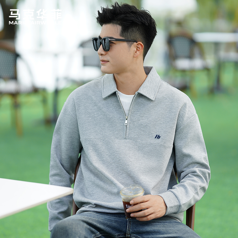 马克华菲潮牌假两件男士卫衣秋季新款高级感休闲百搭男生秋装上衣