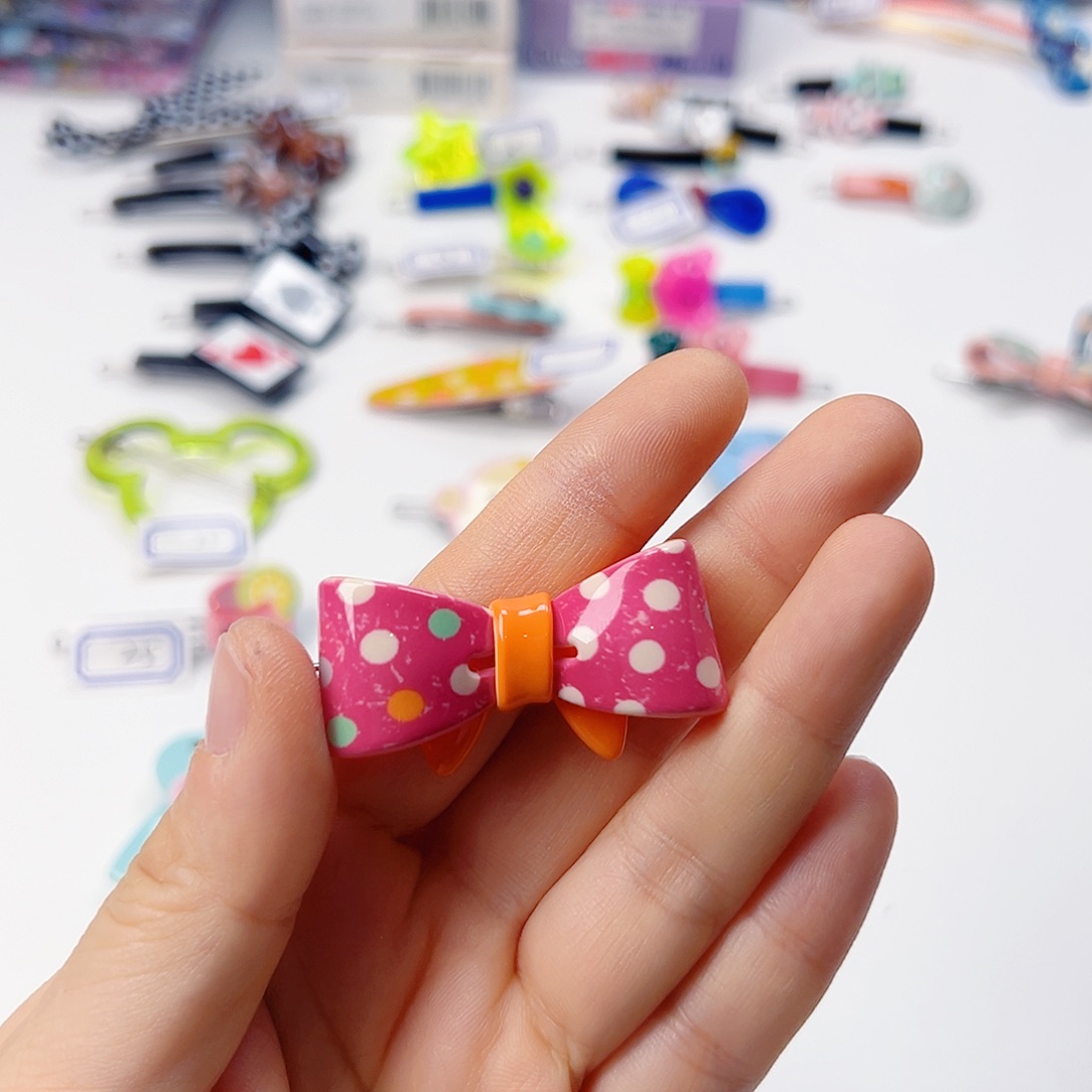 儿童粉波点扣夹韩国