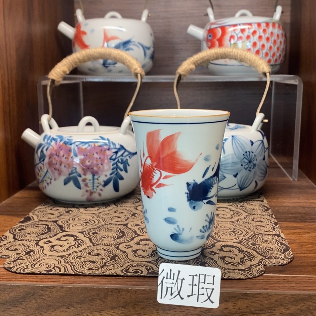 釉下手绘茶具微瑕手工绘制