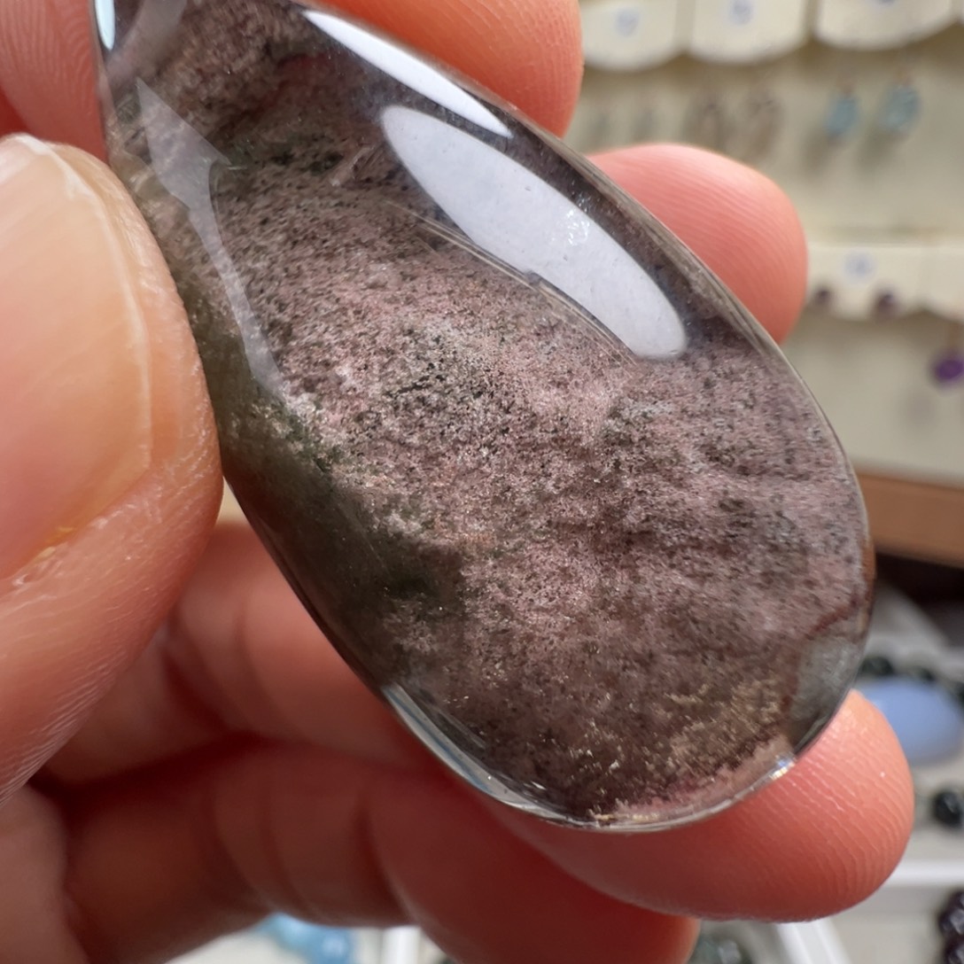 水晶银S925镶嵌颈饰天然幽灵水晶