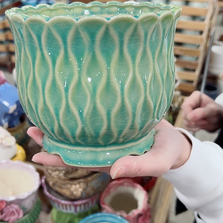 有孔.凑满10元发货多肉陶瓷花盆！