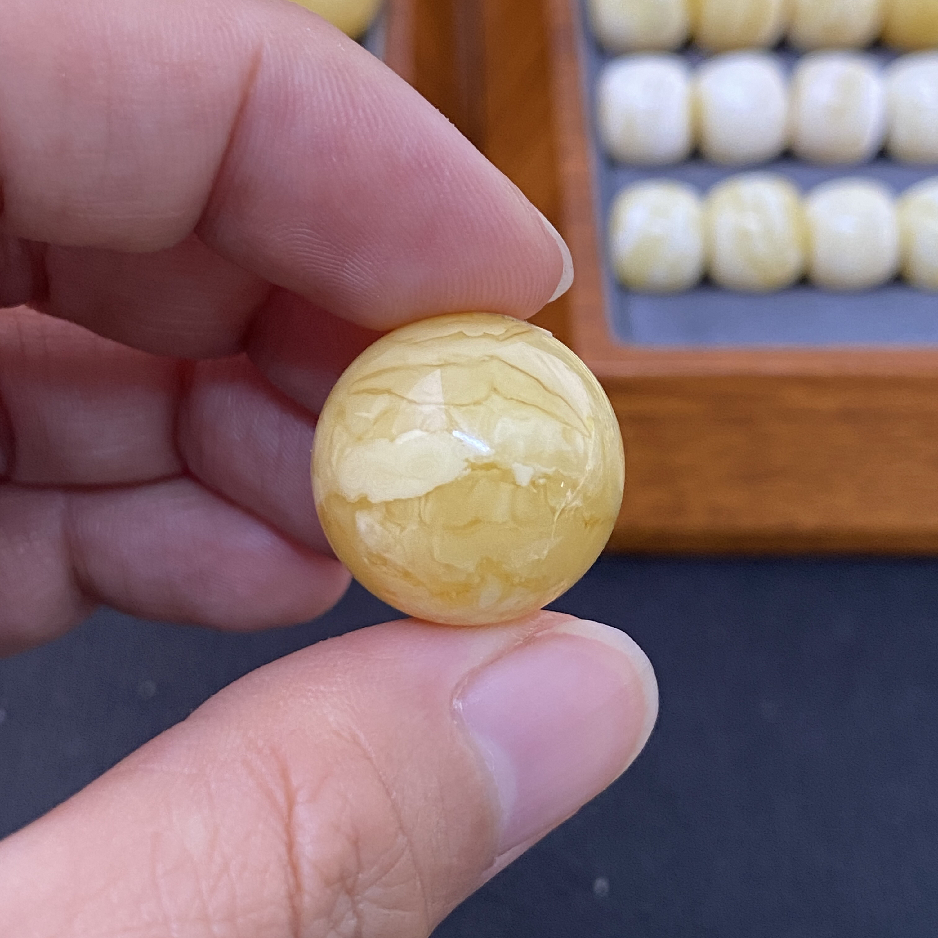 18.6mm蜜蜡俄料G215横纹妖花猴头金刚星月文玩配饰单珠锁骨珠圆珠