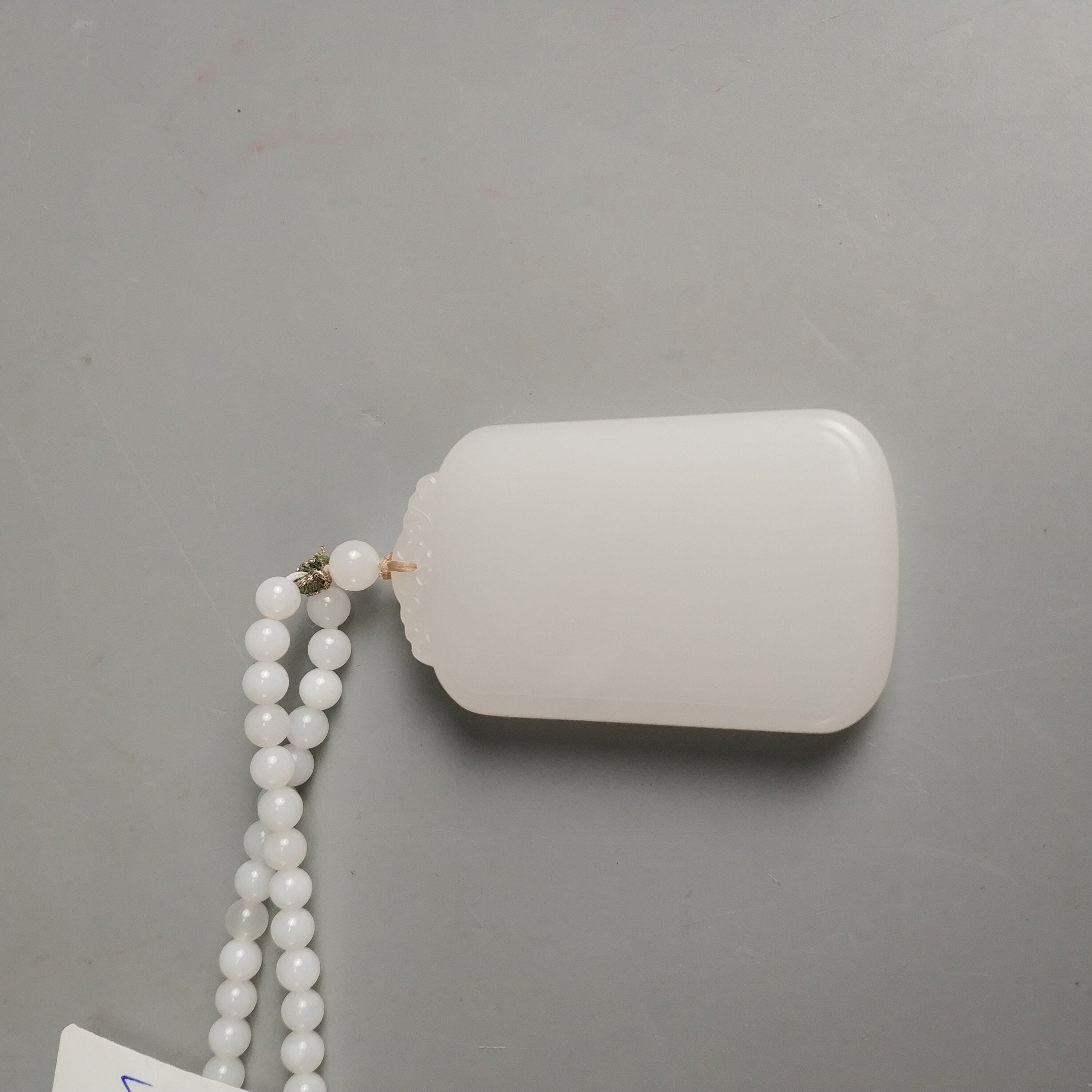 20世纪中后期和田玉平安无事牌-M25BS000919手把件/摆件/绣花张