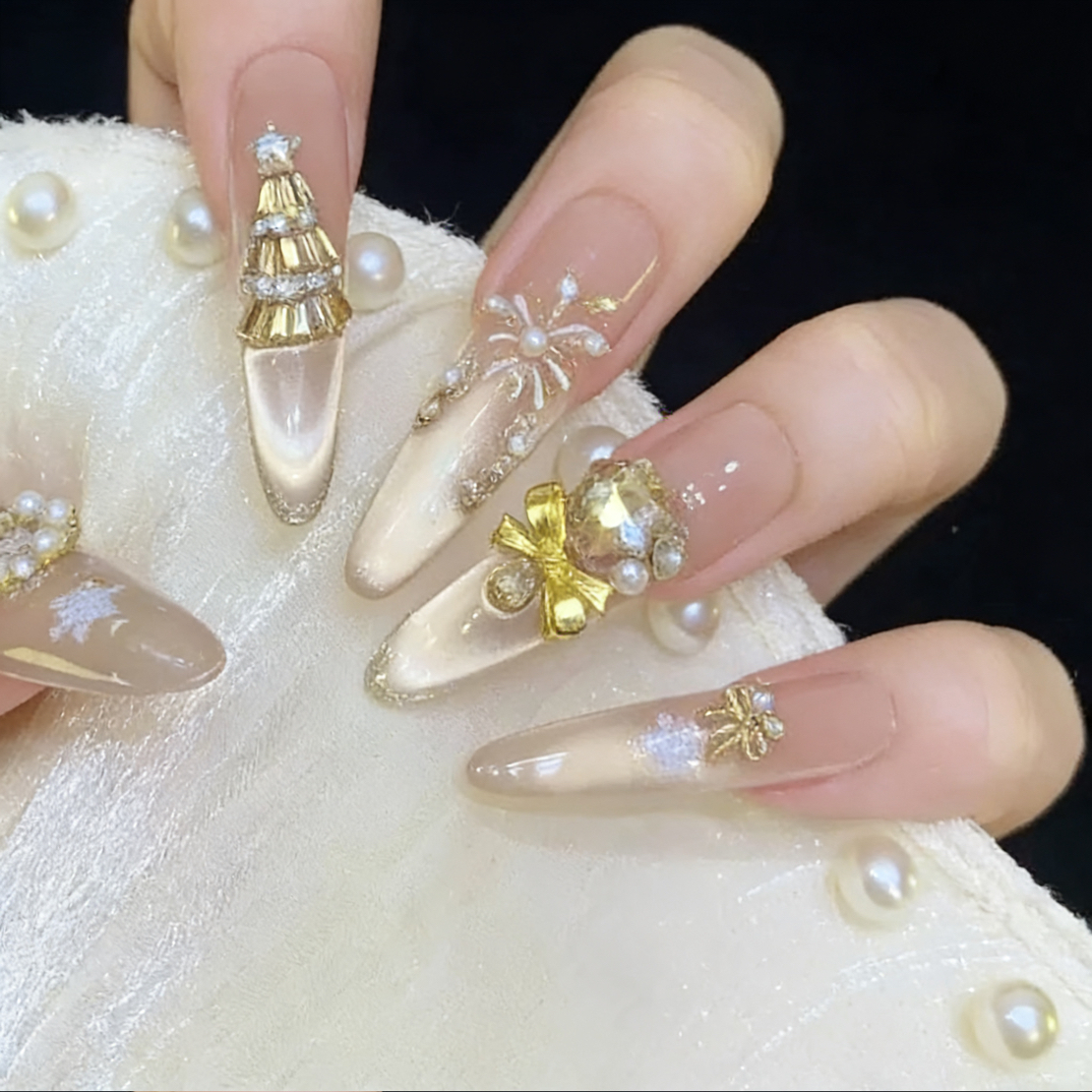 【烟花盛宴】纯手工高定猫眼手工穿戴甲气质美甲百搭仙女款 