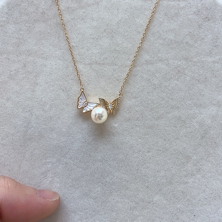 海水珍珠银S925镶嵌项链