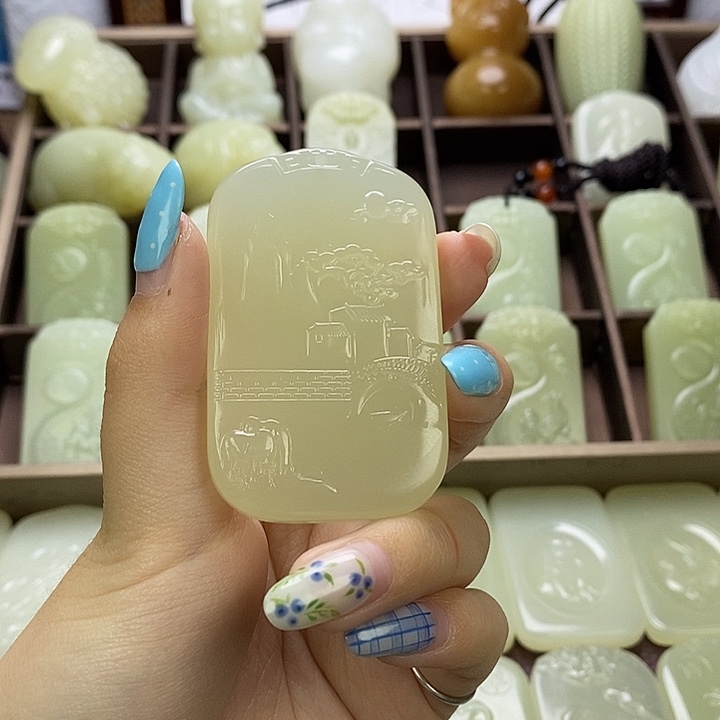 昆仑石双面山水牌