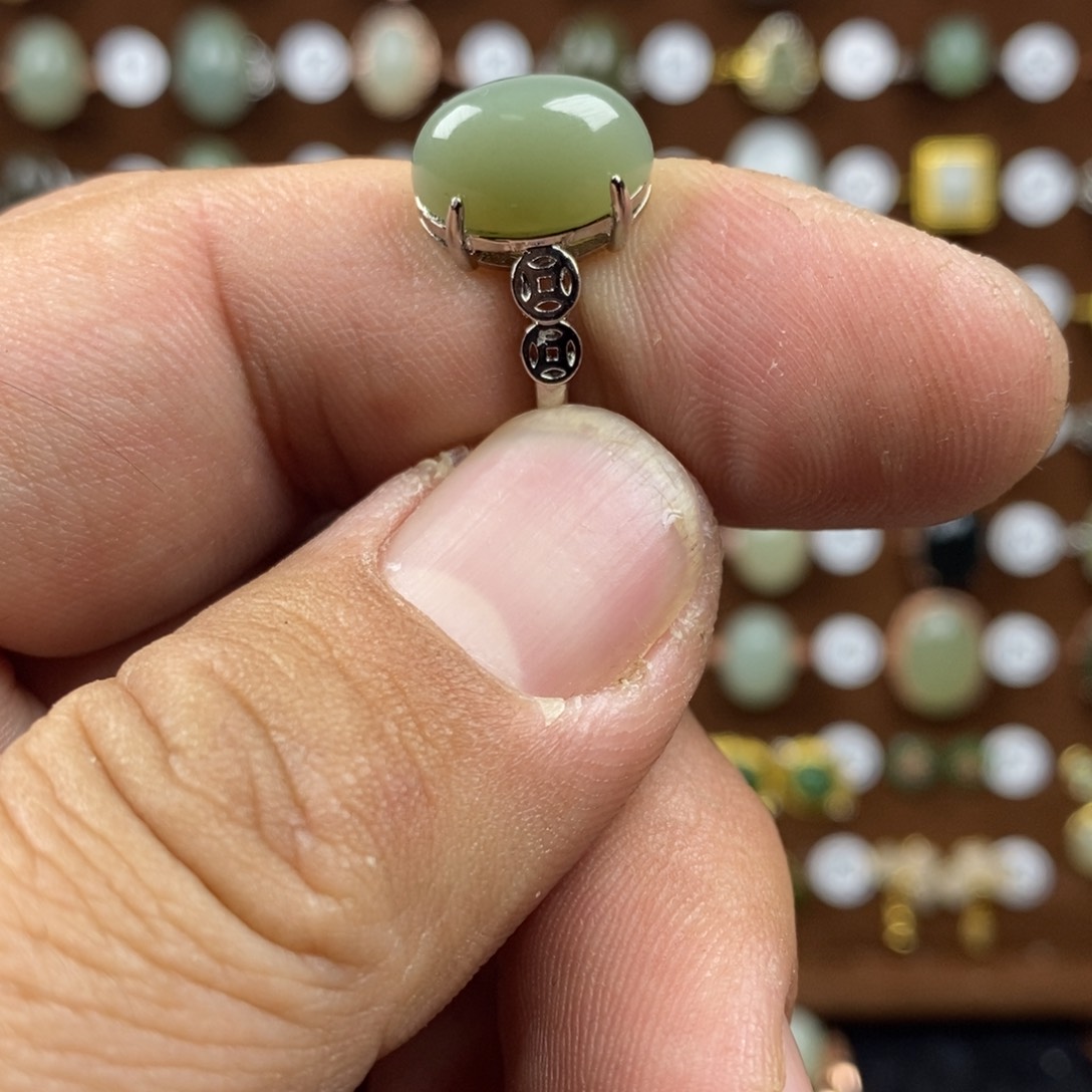 和田玉（青玉）戒指合金