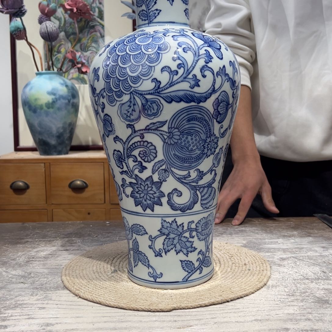 摆件陶瓷花瓶高41口7