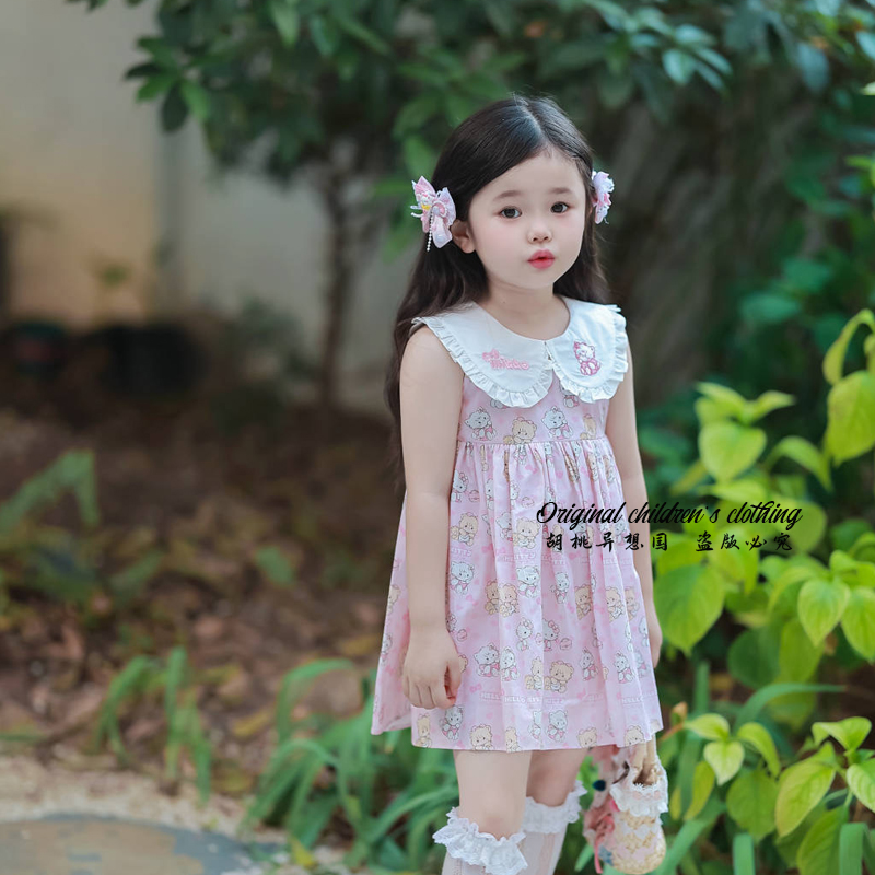 小喵无袖连衣裙常服夏天女童宝宝可爱小女孩可爱休闲洋气