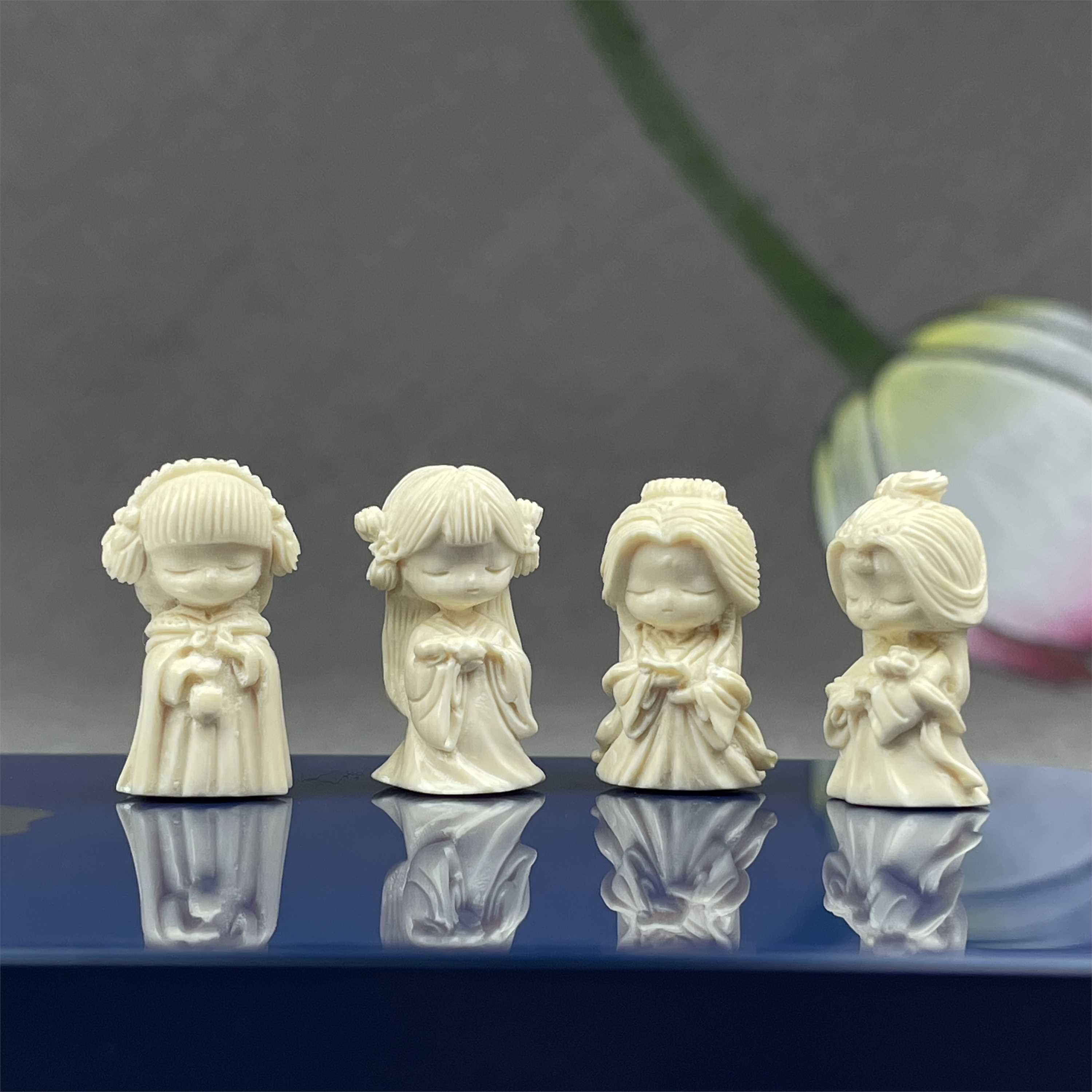 铁合金石英石手链 猛犸雕刻天然保真四大美女文玩配饰吊坠滴流手