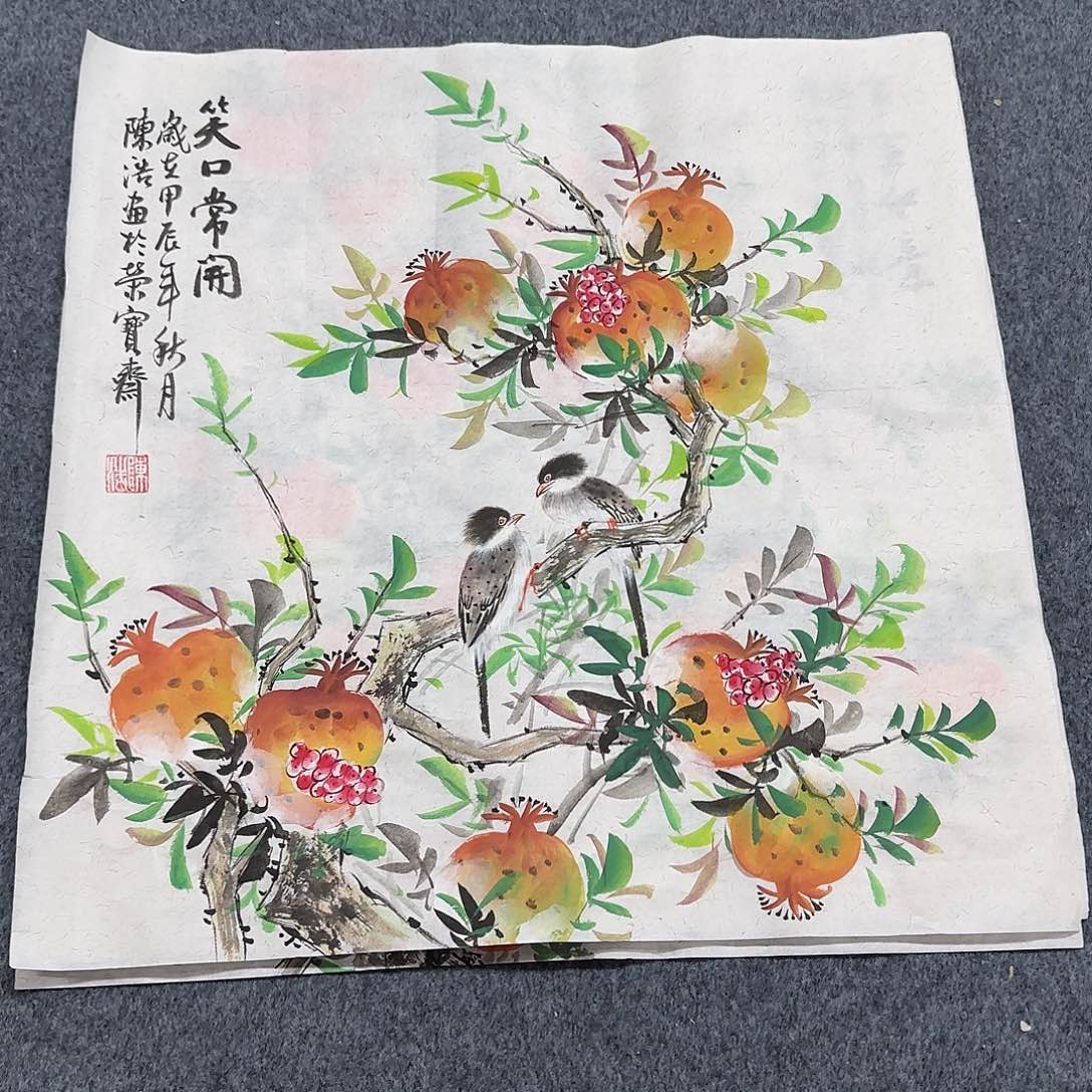 国画尺寸50x50纯手绘作品 