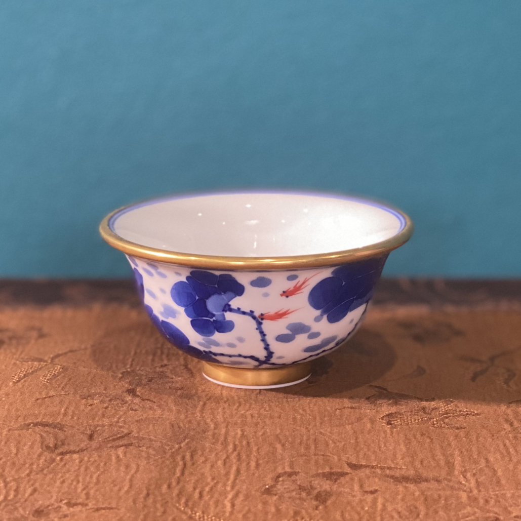 《老苏陶瓷严选》《清风瓷玉》青花描金荷韵压手杯