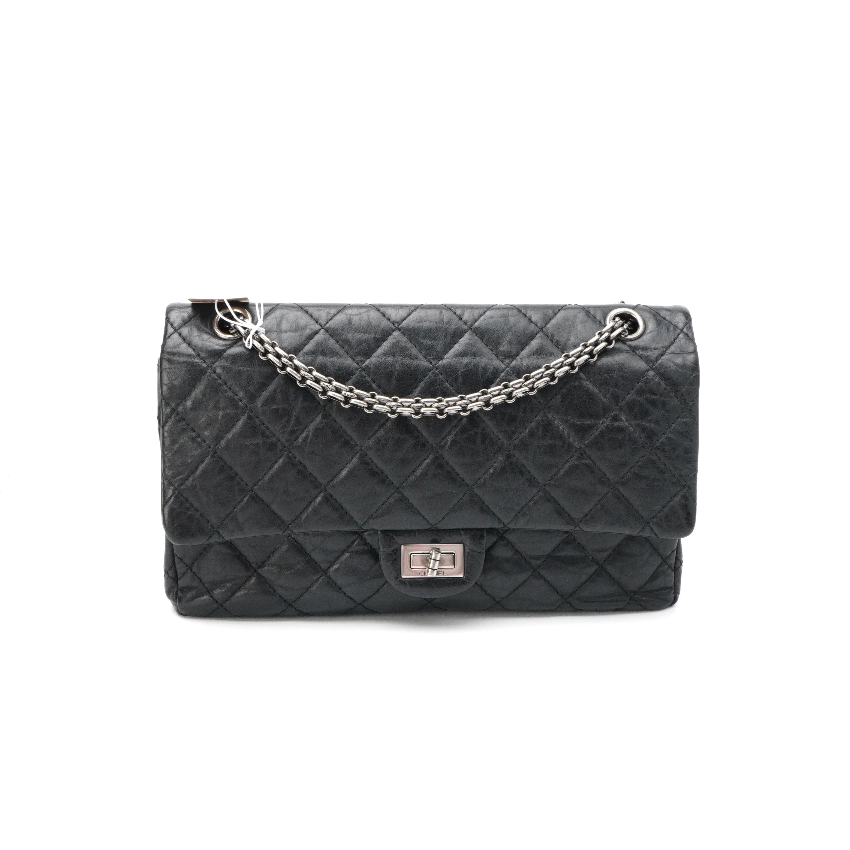95新 Chanel/香奈儿 Chanel 2.55黑银中号 1014