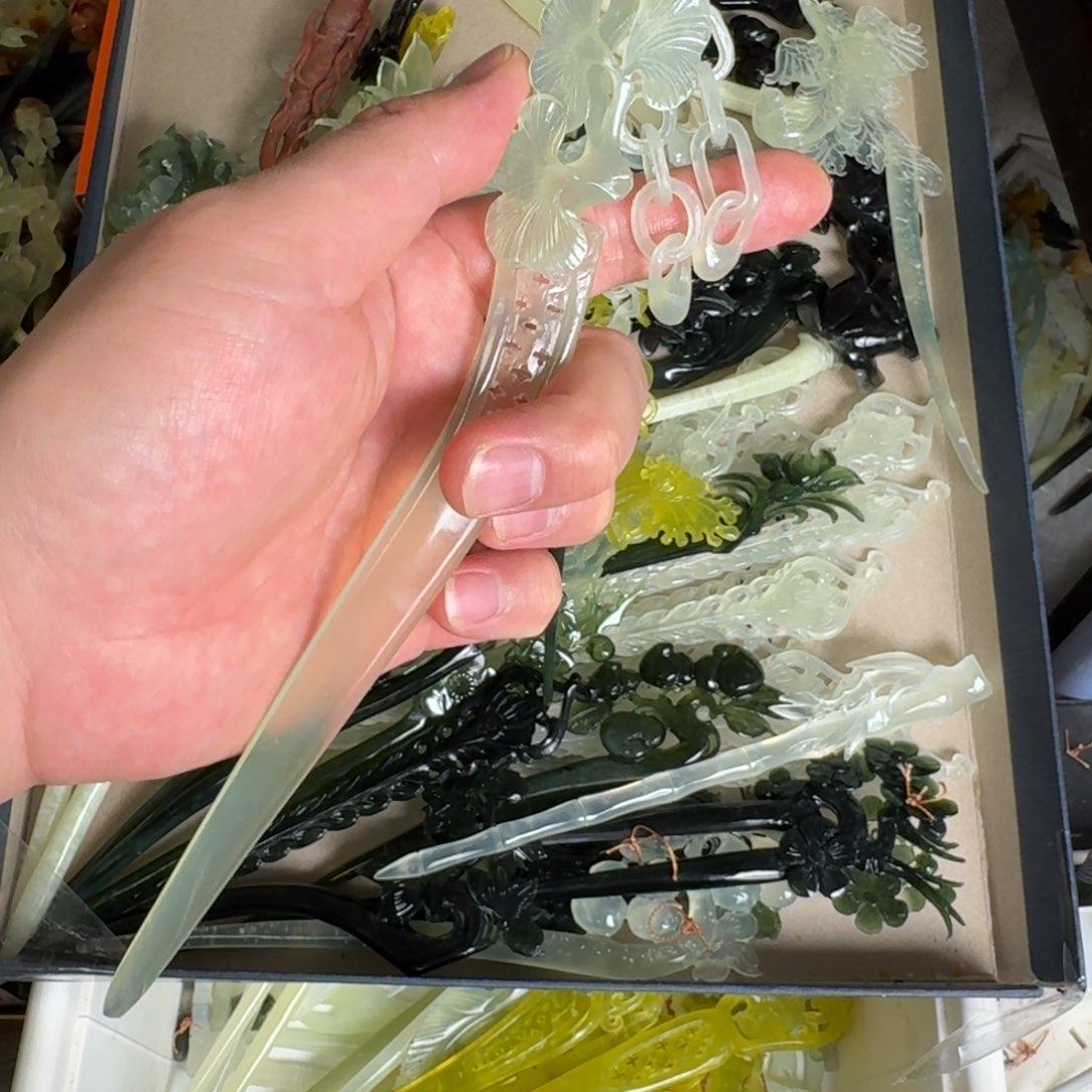 岫玉发饰未镶嵌明君玉簪就是好看