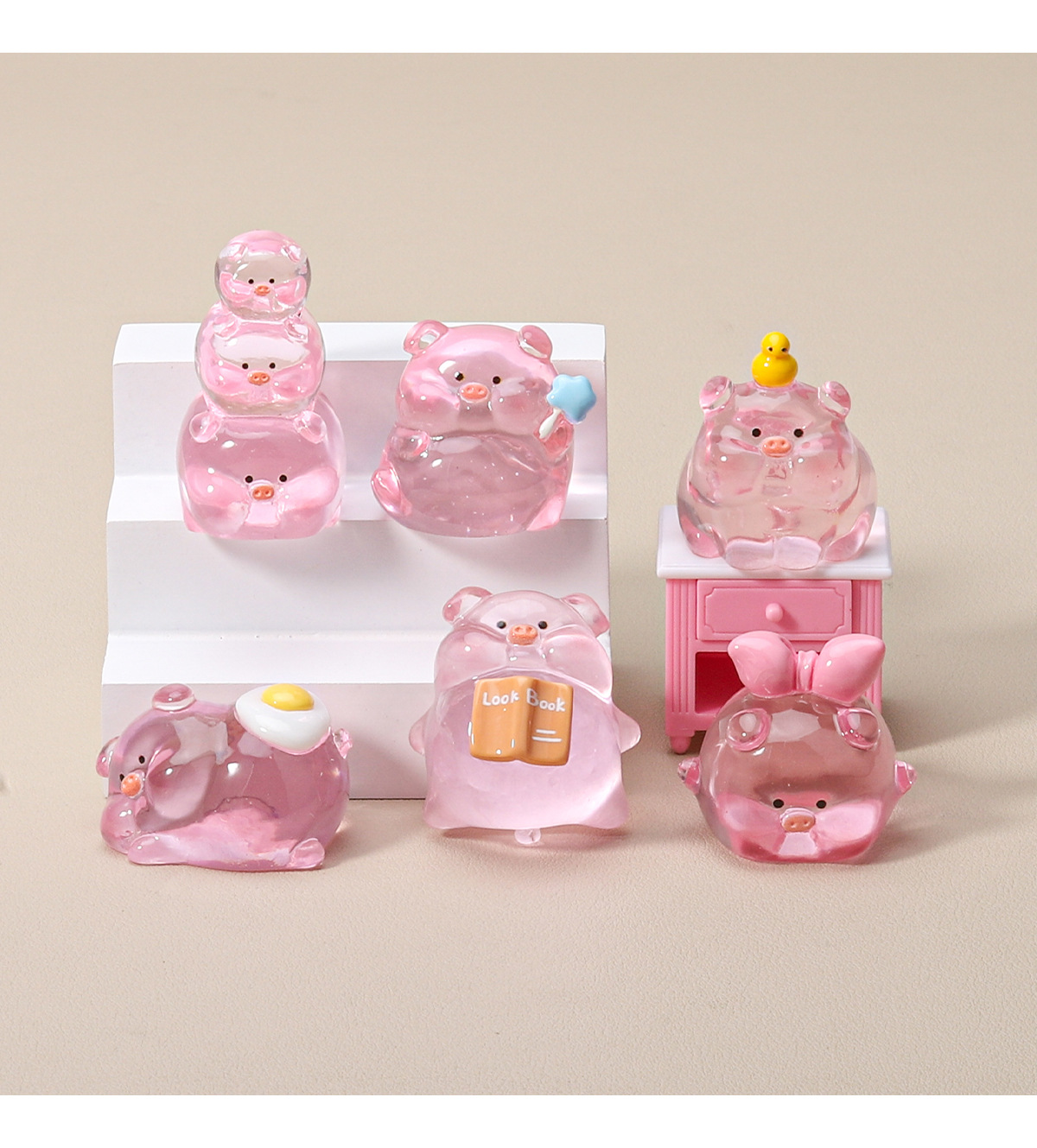 直播 牦牛小新8个1套 diy饰品树脂萌粒桌面立体摆件新潮