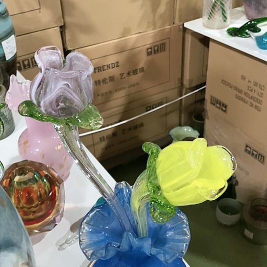 无铅玻璃高度40厘米琉璃玫瑰花