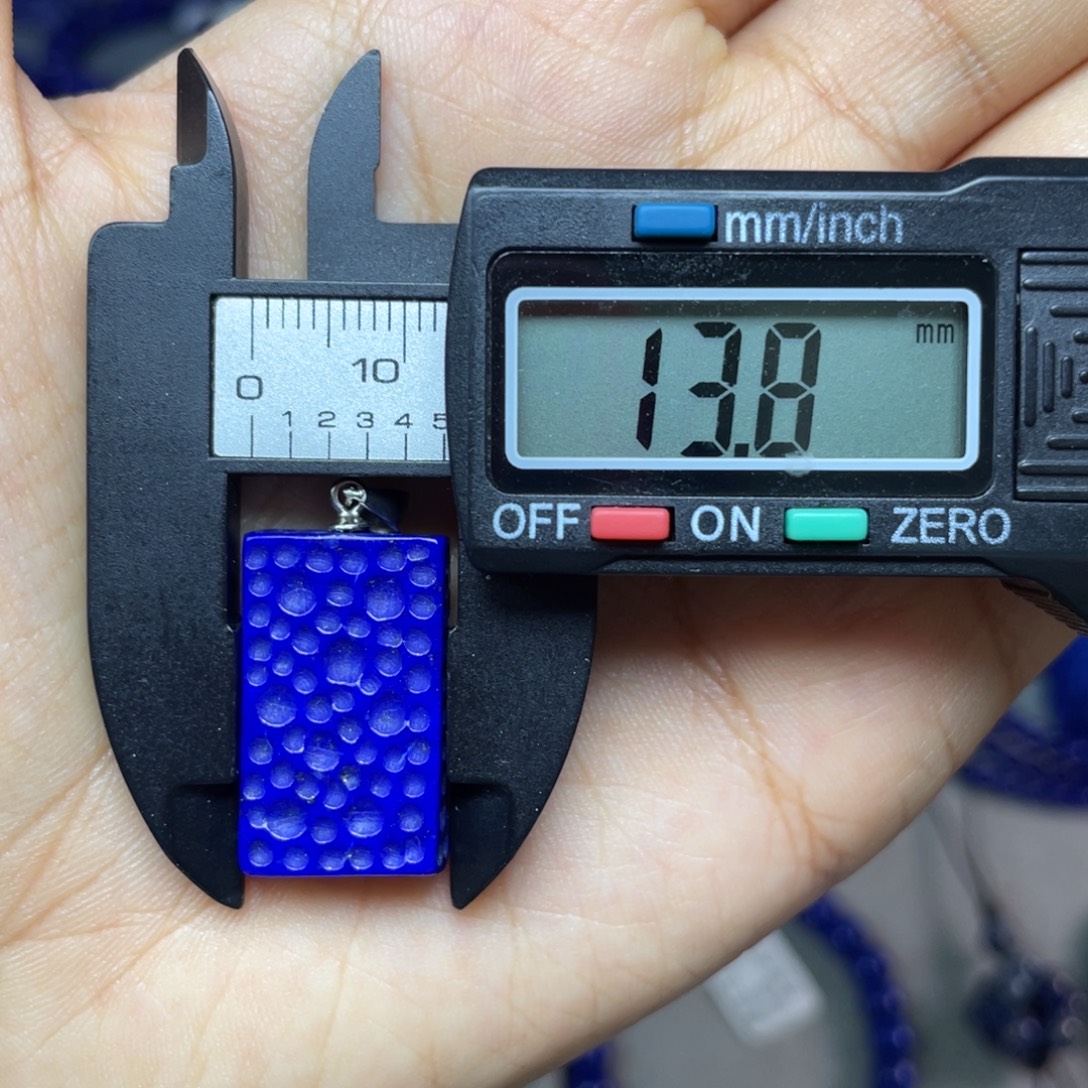 银S925镶嵌青金石13×22mm陨石坑吊坠