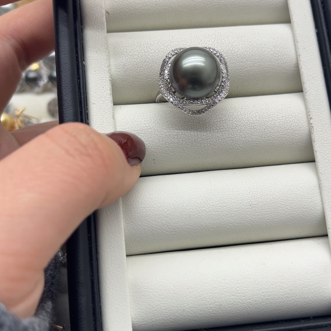 戒指海水珍珠银S925镶嵌
